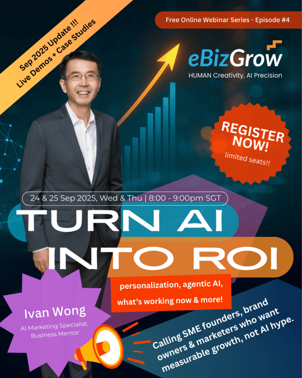 EBizGrow training session on AI ROI, personalization, and marketing strategies.
